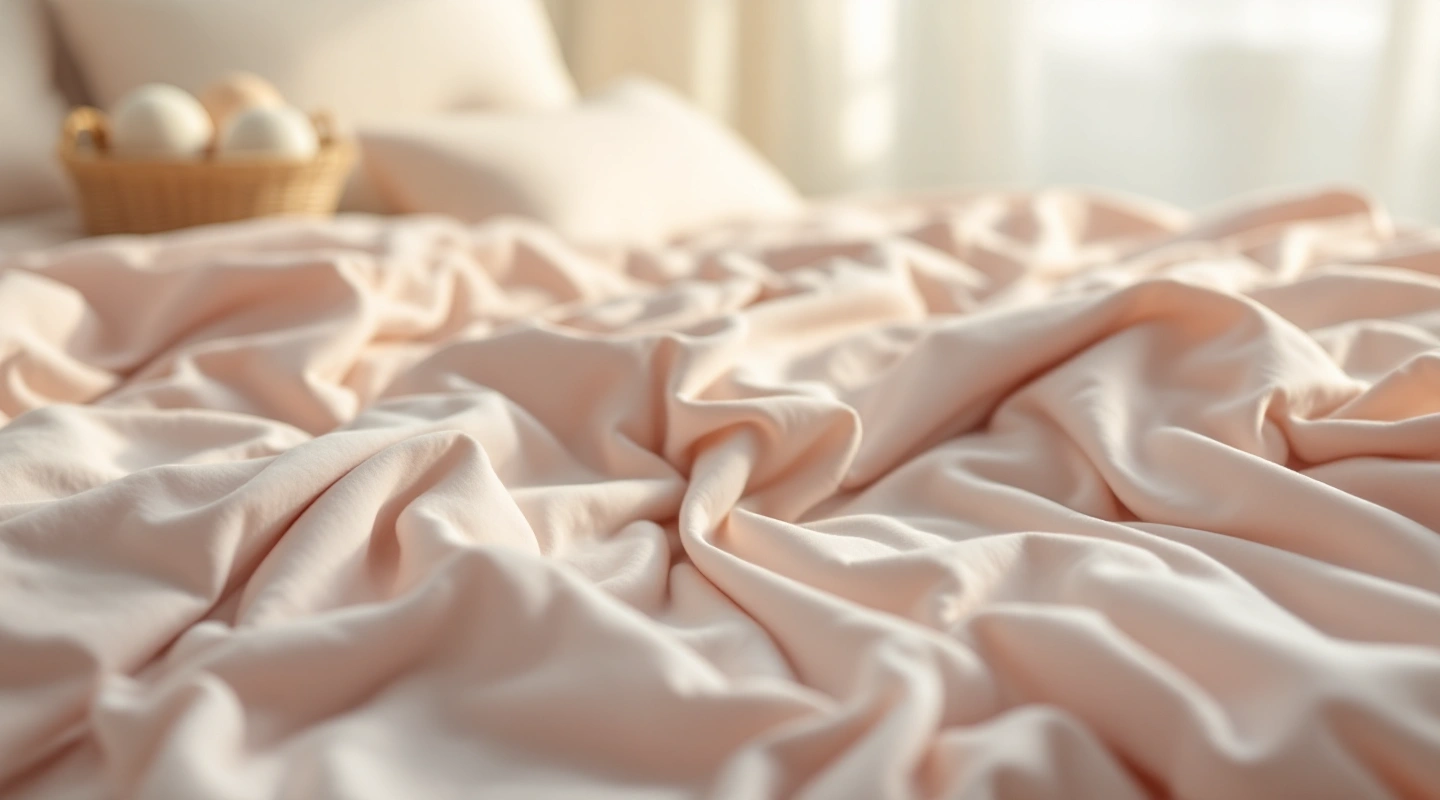 Plain bedding arranged in soft natural light